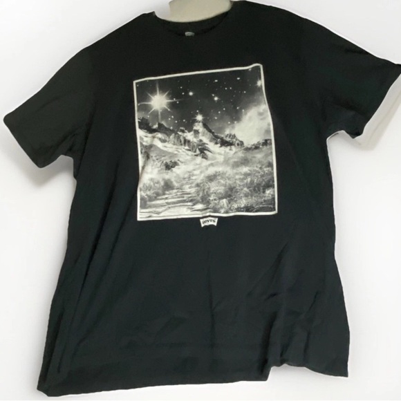 Levi's T-Shirt Men's 2XL Black Short Sleeve Crew Neck Graphic Classic Print - Picture 1 of 8